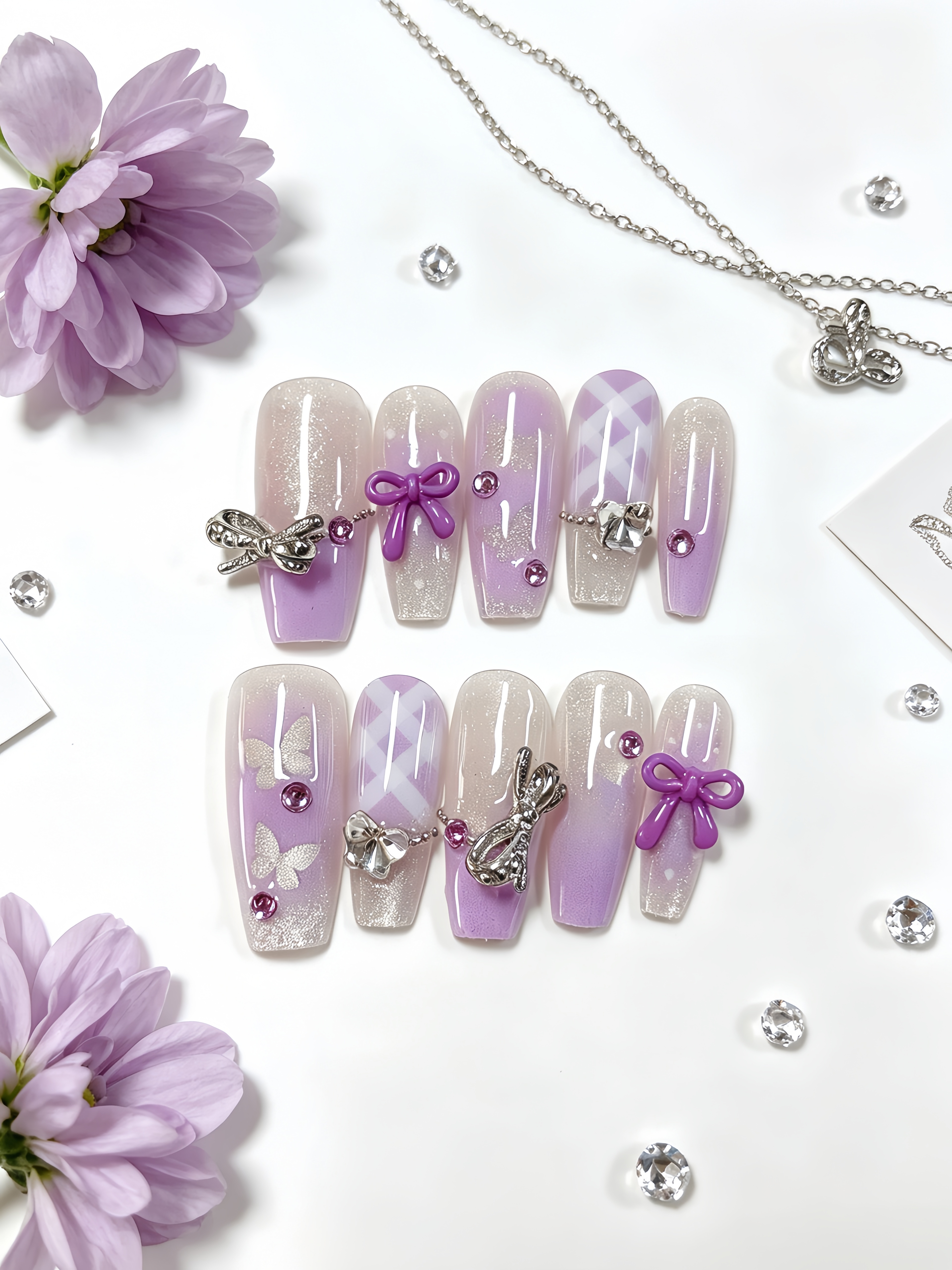 Korean Lifestyle Student - 10 Medium-Sized Trapezoidal Press-On Nails, Nude