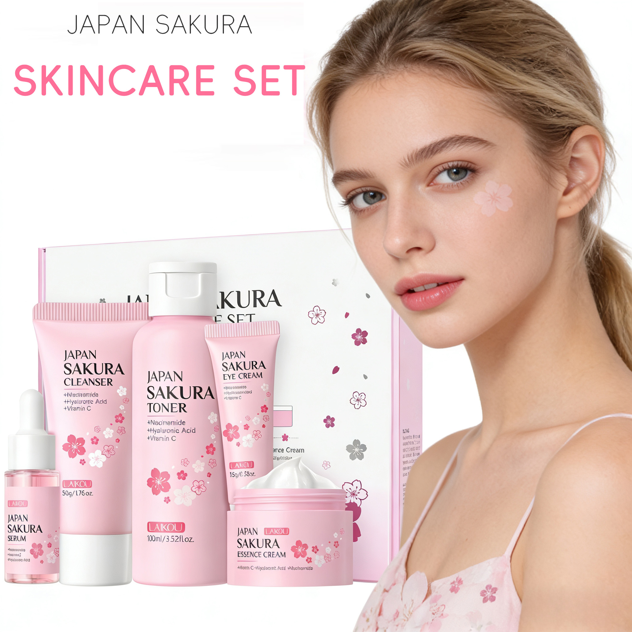 LAIKOU Sakura 5pcs Skin Care K - огляд і ціна Korean Skincare Routine