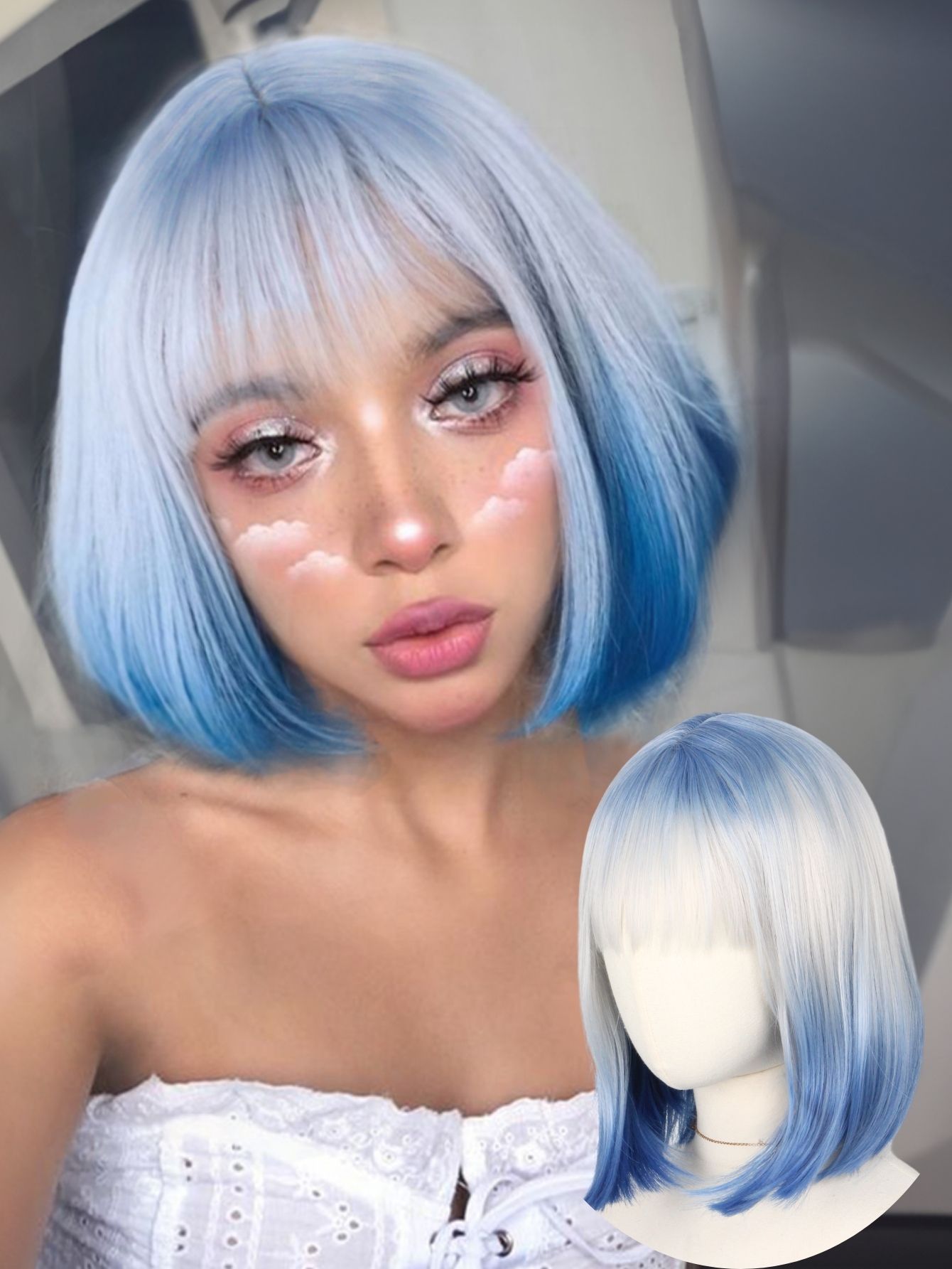 Blue and White Gradient Short  - огляд і ціна The Korean Lifestyle