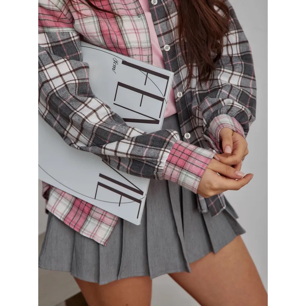 2025 Plus Size Color Block Pla - огляд і ціна Korean Lifestyle