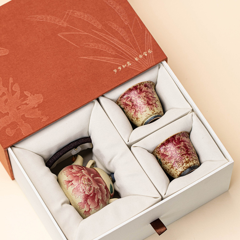 Kiln Blue White Flint Red Peon - огляд і ціна Korean Tea Set